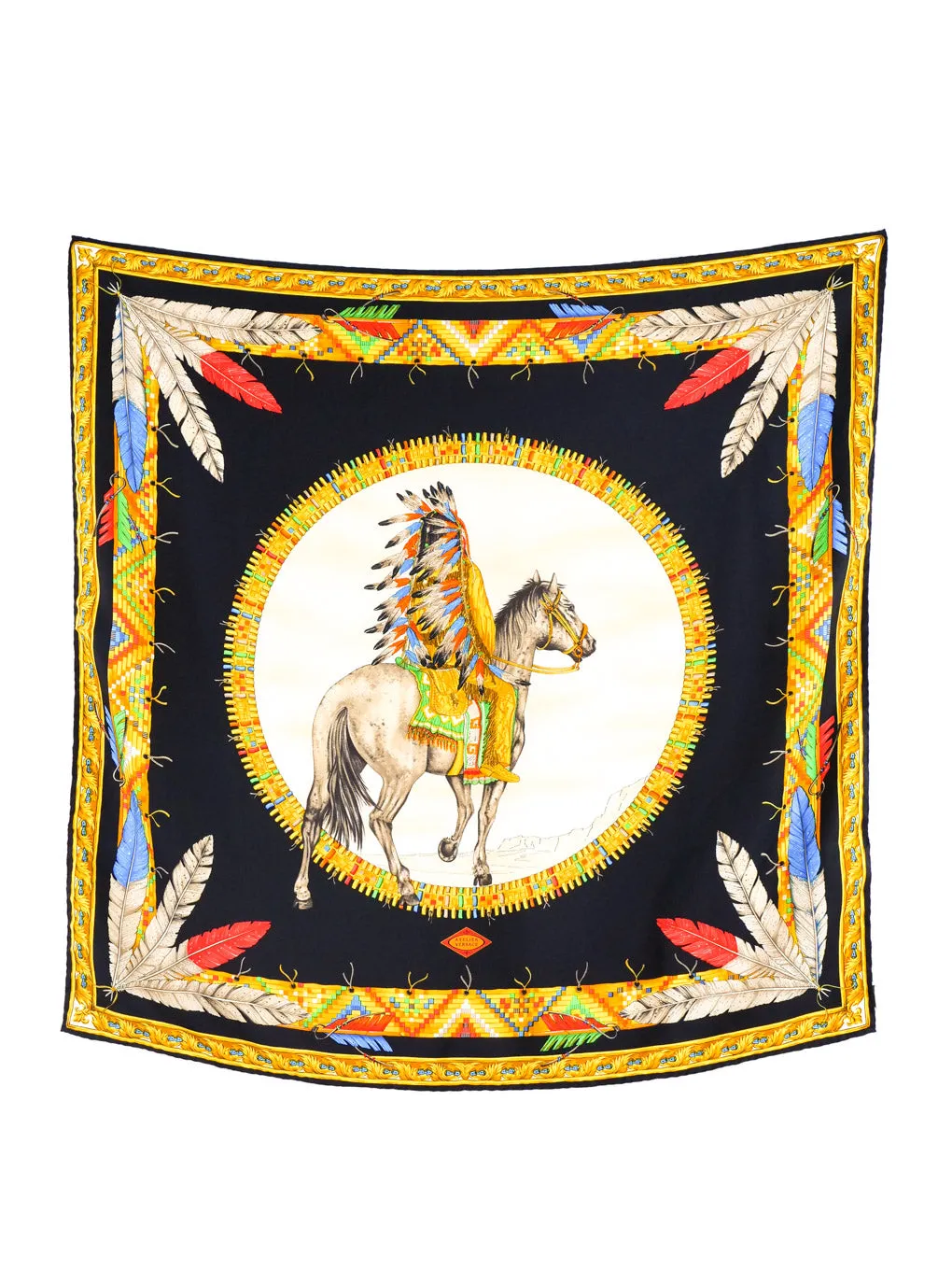 Versace Native American Printed Silk Scarf
